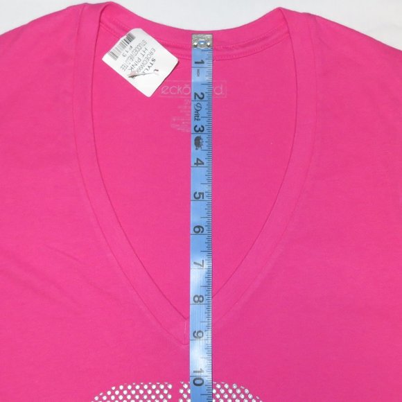 Ecko Hot Pink  Women's  Fitted V-neck Shirt - Picture 5 of 7